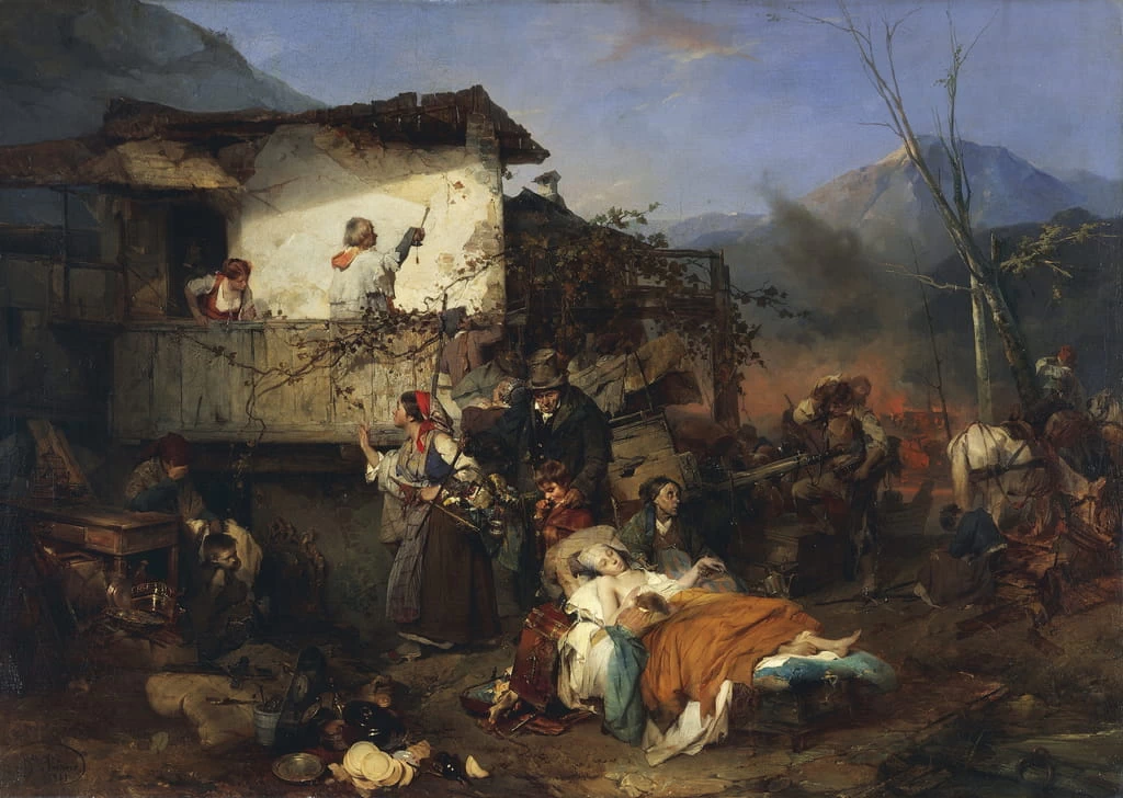 I profughi da un villaggio incendiato - Galleria d'arte moderna di Milano